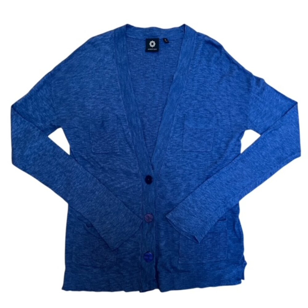 Amber Sun lightweight heathered blue v neck cardigan size M